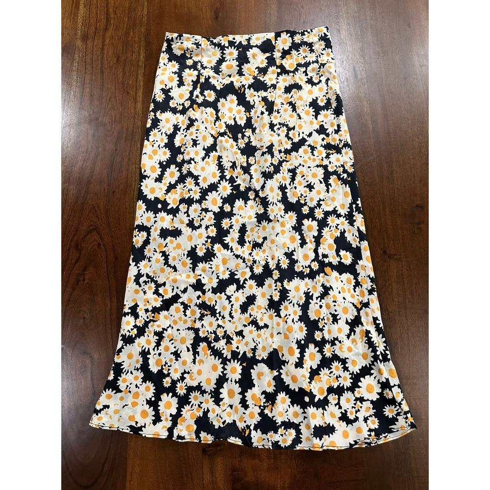 Réalisation Par The Naomi Flower Power 100% Silk Daisy Floral Midi Skirt S